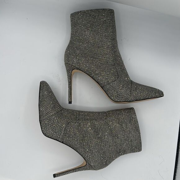New Michael Michael Kors Rue Stiletto Booties Size 11 Silver Rhinestone - Picture 10 of 13